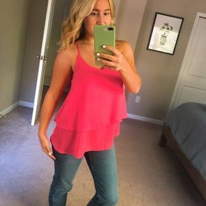 Hot Pink layered silky tank!